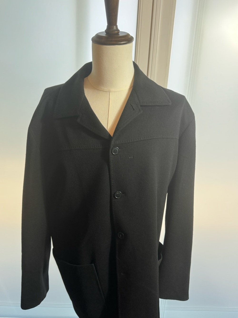 Ermenegildo Zegna Cashmere Jacket Black Silk Lined Italy XL 54 Luxury Mens Coat